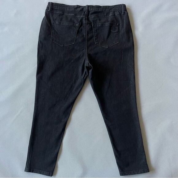 Laurie Felt Los Angeles Black Daisy Denim Ankle Skinny Jeans Women’s Size 18WP - Picture 2 of 11